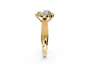 Halo Engagement Ring Setting for Heart-Shaped Center with Square Band and Prong Head in Yellow Gold