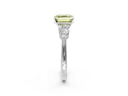 3 Stone Engagement Ring Setting for Fancy Yellow Asscher Cut Center with Large Pear-Shaped Accents and Prong Head in Platinum