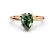 Solitaire Engagement Ring Setting for Fancy Green Pear-Shaped Center with Narrow Cathedral Band and Prong Head in Rose Gold
