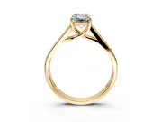 Solitaire Engagement Ring Setting for Emerald Cut Center with Cathedral Channel Band and Prong Head in Yellow Gold