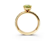 Solitaire Engagement Ring Setting for Fancy Yellow Radiant Cut Center with XO Engraved Band and Prong Head in Yellow Gold