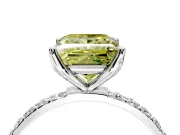 Solitaire Engagement Ring Setting for Fancy Yellow Princess Cut Center with Fine Pave Accents and Prong Head in Platinum