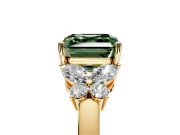 Solitaire Engagement Ring Setting for Fancy Green Asscher Cut Center with Marquise Flower Shoulders and Prong Head in Yellow Gold