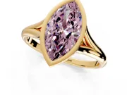 Solitaire Engagement Ring Setting for Fancy Pink Marquise Center with V Split Shank and Bezel Head in Yellow Gold