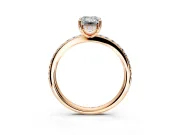 Solitaire Engagement Ring Setting for Emerald Cut Center with Fine Pave Band and Prong Head in Rose Gold