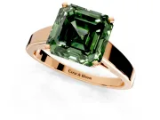 Solitaire Engagement Ring Setting for Fancy Green Asscher Cut Center with Tapered Split Shoulders and Prong Head in Rose Gold