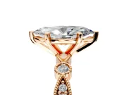 Solitaire Engagement Ring Setting for Marquise Center with Milgrain Bezel Accents and Prong Head in Rose Gold