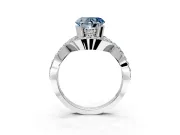 Halo Engagement Ring Setting for Fancy Blue Heart-Shaped Center with Pave Infinity Twist Band and Prong Head in White Gold