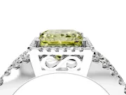 Halo Engagement Ring Setting for Fancy Yellow Princess Cut Center with Wide-Open Pave Split Shank and Prong Head in Sterling Silver