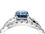 Solitaire Engagement Ring Setting for Fancy Blue Emerald Cut Center with Wide-Open Split Shank and Prong Head in Platinum