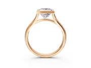 Solitaire Engagement Ring Setting for Princess Cut Center with V Split Shank and Bezel Head in Rose Gold