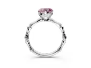 Solitaire Engagement Ring Setting for Fancy Pink Heart-Shaped Center with Bamboo Band and Prong Head in Sterling Silver