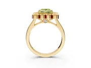 Cluster Halo Engagement Ring Setting for Fancy Yellow Princess Cut Center with Milgrain Bezel Accents and Prong Head in Yellow Gold