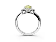 3 Stone Engagement Ring Setting for Fancy Yellow Pear-Shaped Center with Wide Plain Band and Prong Head in Platinum