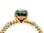 Rope Engagement Ring Setting for Fancy Green Emerald Cut Center with Accent Shoulders and Prong Head in Yellow Gold