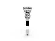 Leaf Engagement Ring Setting for Radiant Cut Center with Milgrain Accent Band and Prong Head in Sterling Silver