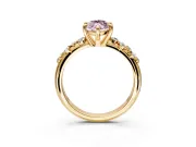 Solitaire Engagement Ring Setting for Fancy Pink Marquise Center with Trailing Leaf Accent Band and Prong Head in Yellow Gold