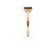 Solitaire Engagement Ring Setting for Fancy Green Emerald Cut Center with Narrow Cathedral Band and Prong Head in Rose Gold