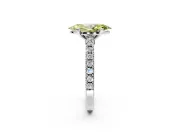 Solitaire Engagement Ring Setting for Fancy Yellow Marquise Center with Single Row Accent Band and Prong Head in Sterling Silver