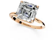 Minimalist Solitaire Engagement Ring Setting for Asscher Cut Center with Thin Band and Prong Head in Rose Gold