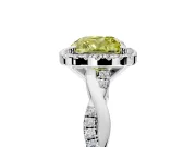 Halo Engagement Ring Setting for Fancy Yellow Cushion Cut Center with Pave and Plain Twist Band and Prong Head in Sterling Silver