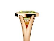 Solitaire Engagement Ring Setting for Fancy Yellow Emerald Cut Center with V Split Shank and Bezel Head in Rose Gold