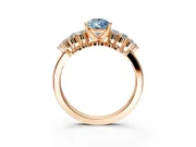 Cluster Engagement Ring Setting for Fancy Blue Pear-Shaped Center with 2-Row Shoulder Clusters and Prong Head in Rose Gold