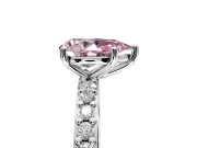 Solitaire Engagement Ring Setting for Fancy Pink Pear-Shaped Center with Round Cut Pave Band and Prong Head in Sterling Silver