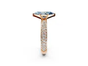 Solitaire Engagement Ring Setting for Fancy Blue Marquise Center with Domed Multi-Row Pave Band and Prong Head in Rose Gold