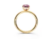 Low-Set Solitaire Engagement Ring Setting for Fancy Pink Radiant Cut Center with Thin Plain Band and Prong Head in Yellow Gold