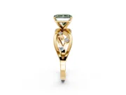 Solitaire Engagement Ring Setting for Fancy Green Radiant Cut Center with Criss-Cross Accent Band and Prong Head in Yellow Gold