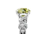 5 Stone Engagement Ring Setting for Fancy Yellow Round Cut Center with Graduated Accents and Prong Head in Platinum