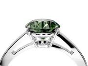 Solitaire Engagement Ring Setting for Fancy Green Round Cut Center with Open Cathedral Shoulders and Prong Head in Sterling Silver