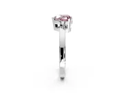 Solitaire Engagement Ring Setting for Fancy Pink Heart-Shaped Center with Plain Band and Flat Tab Prong Head in Sterling Silver