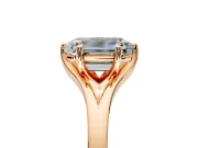 Solitaire Engagement Ring Setting for Emerald Cut Center with Plain Split Shank and Prong Head in Rose Gold