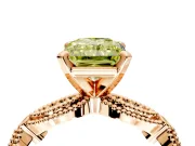 Solitaire Engagement Ring Setting for Fancy Yellow Radiant Cut Center with Marquise Panel Band and Prong Head in Rose Gold