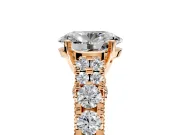 Solitaire Engagement Ring Setting for Oval Center with Pave Cathedral Shoulders and Prong Head in Rose Gold