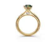Solitaire Engagement Ring Setting for Fancy Green Cushion Cut Center with Milgrain Cathedral Band and Prong Head in Yellow Gold