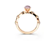 Solitaire Engagement Ring Setting for Fancy Pink Marquise Center with Bezel Station Band and Prong Head in Rose Gold