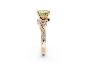 Solitaire Engagement Ring Setting for Fancy Yellow Princess Cut Center with Marquise Accent Twist Band and Prong Head in Rose Gold