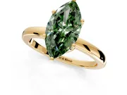 Solitaire Engagement Ring Setting for Fancy Green Marquise Center with Plain Band and Tulip Prong Head in Yellow Gold