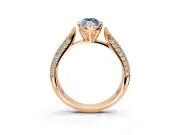 Solitaire Engagement Ring Setting for Fancy Blue Marquise Center with Multi-Row Accents and Prong Head in Rose Gold