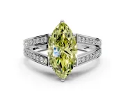 Split Shank Engagement Ring Setting for Fancy Yellow Marquise Center with Pave Split Shank and Prong Head in Platinum
