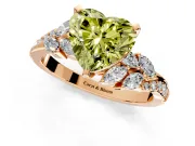 Solitaire Engagement Ring Setting for Fancy Yellow Heart-Shaped Center with Marquise Accent Twist Band and Prong Head in Rose Gold