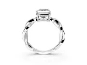 Solitaire Engagement Ring Setting for Asscher Cut Center with Twisted Pave Band and Prong Head in Platinum