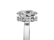Hidden Halo Engagement Ring Setting for Oval Center with Wide Flat Plain Band and Prong Head in Platinum