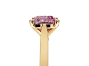Solitaire Engagement Ring Setting for Fancy Pink Cushion Cut Center with Tapered Shoulders and Prong Head in Yellow Gold