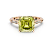 Solitaire Engagement Ring Setting for Fancy Yellow Asscher Cut Center with Channel Accents and Prong Head in Rose Gold