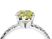 Solitaire Engagement Ring Setting for Fancy Yellow Cushion Cut Center with Large Accents and Prong Head in Sterling Silver
