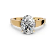 Solitaire Engagement Ring Setting for Oval Center with Tapered Split Shoulders and Prong Head in Yellow Gold
